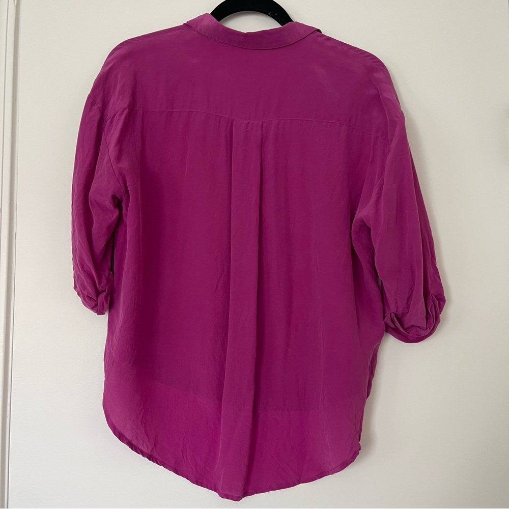 Anthropologie Maeve 100% Silk Mairead Raspberry Cutout Button Blouse size XS - Picture 6 of 9